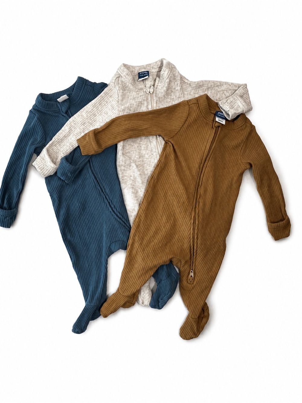 Old Navy Newborn Ribbed Footed Sleeper Pajamas 3-Piece Bundle Up To 7 Lbs